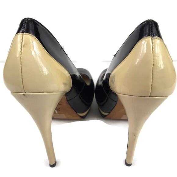 Dolce Vita Patent Leather Beige Black High Heels Shoes Womens Sz 6.5M - Picture 4 of 9